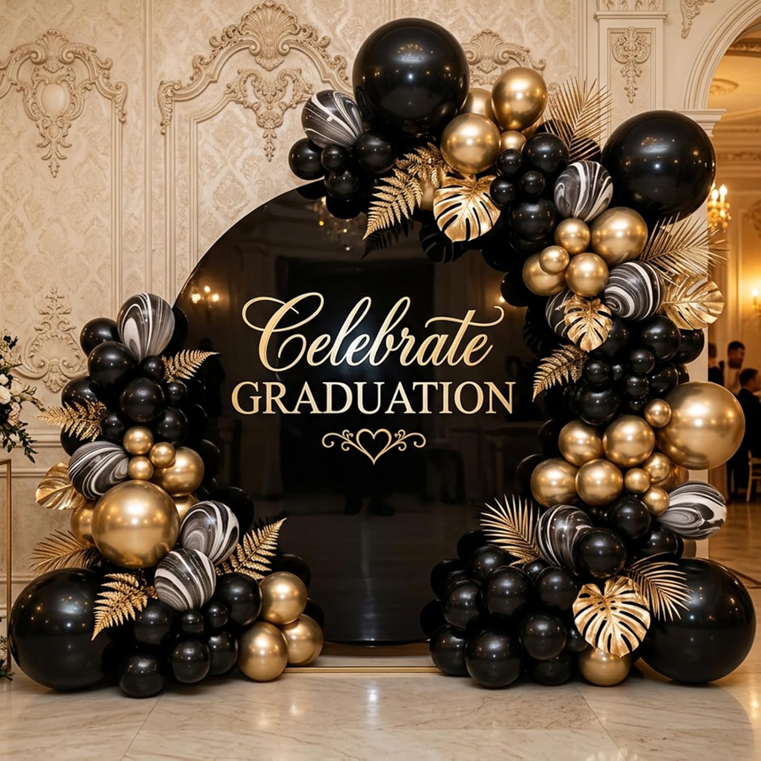 RUBFAC Gold Balloons - 129-Piece Metallic Balloon Garland Kit for Graduation, Wedding, & Birthday Decor