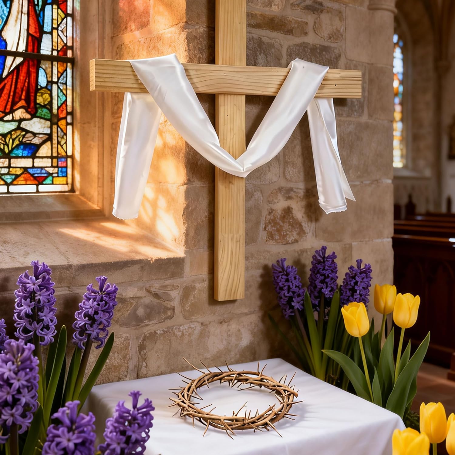 Nature Crown of Thorns - Handmade 67'' Satin Fabric | Perfect for Christian Easter Celebrations