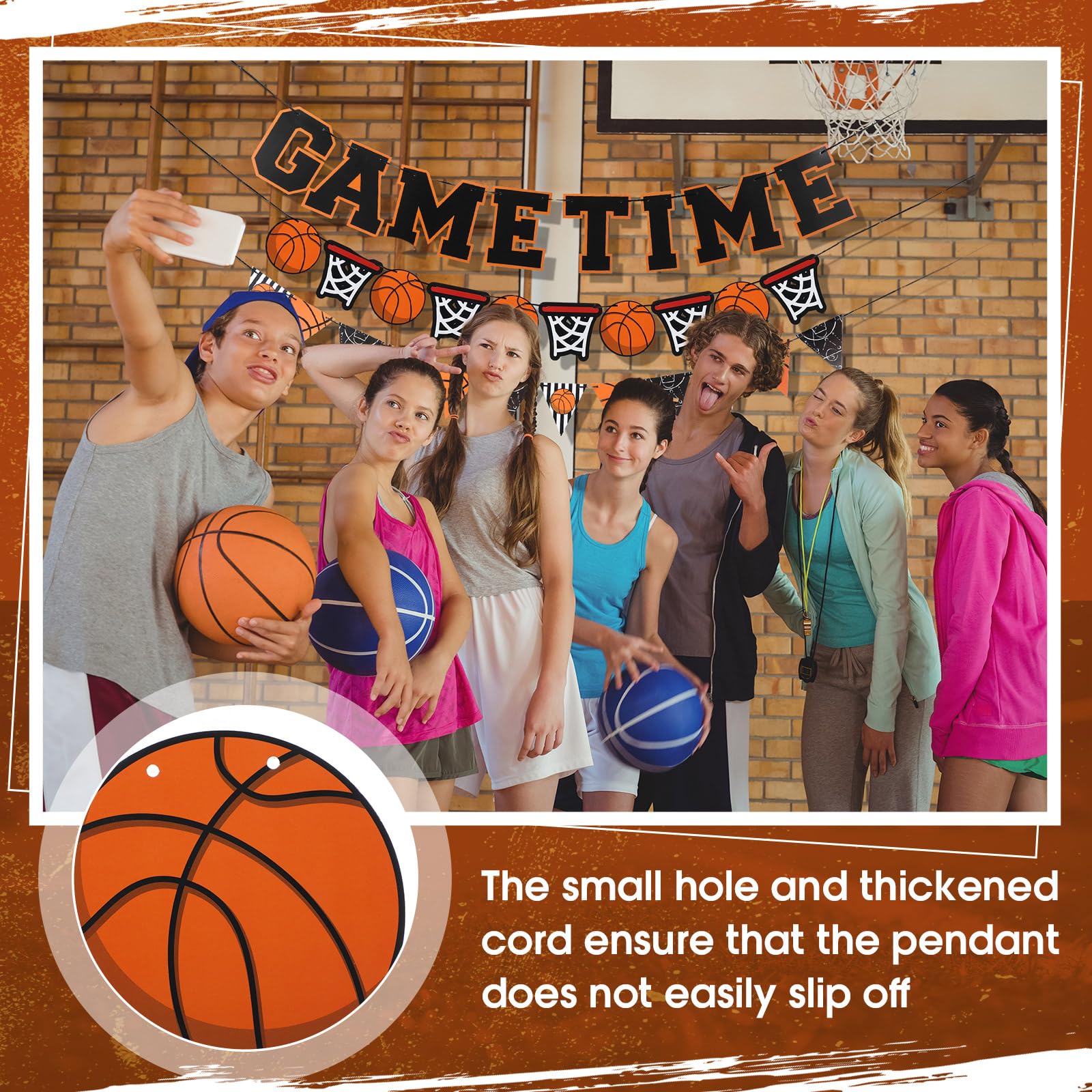 Basketball Party Decorations, 3 Pcs 8 Ft Pre-strung Basketball Banner for Birthday Party, No DIY Basketball Decor Sports Themed Party Paper Garland Basketball Birthday Sports Fantasy Party Decorations
