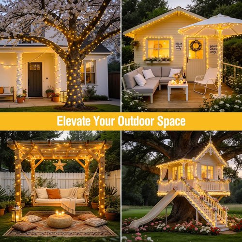 JMEXSUSS 66ft 200 LED Christmas Lights - Warm White Twinkle String Lights for Indoor & Outdoor Decor