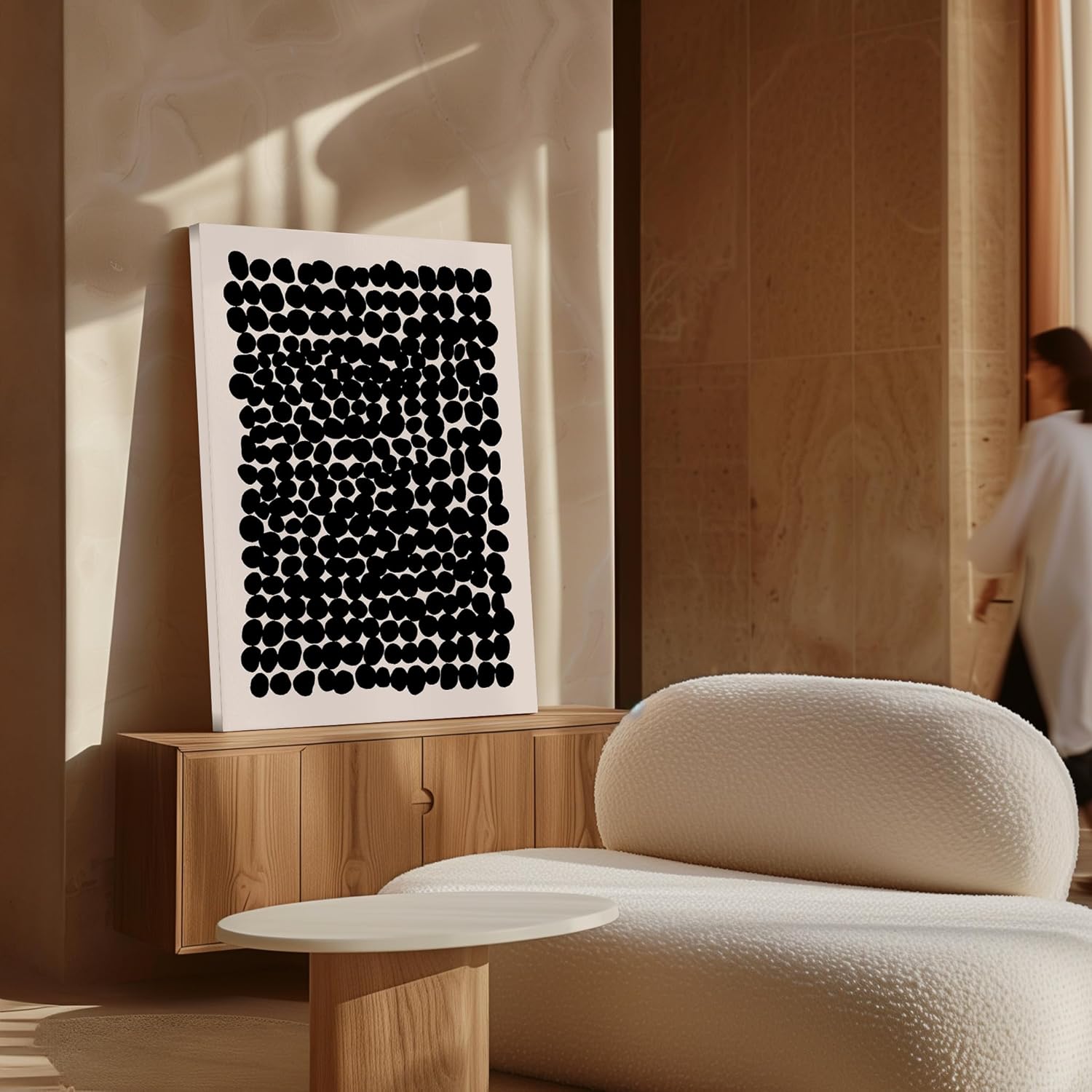 Poster Master Modern Abstract Canvas - Black Pebbles Print for Minimalist Living Room | Sizes 8x10 to 30x40
