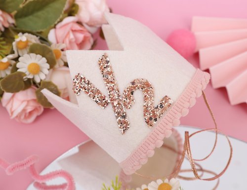 Jissoo White 1/2 Birthday Crown - 6 Months Birthday Decorations,Little Princess Crown For Cake Smash,Sweet Half Hat Photo Props,Light Pink 1/2 Way To One Decoration (White)