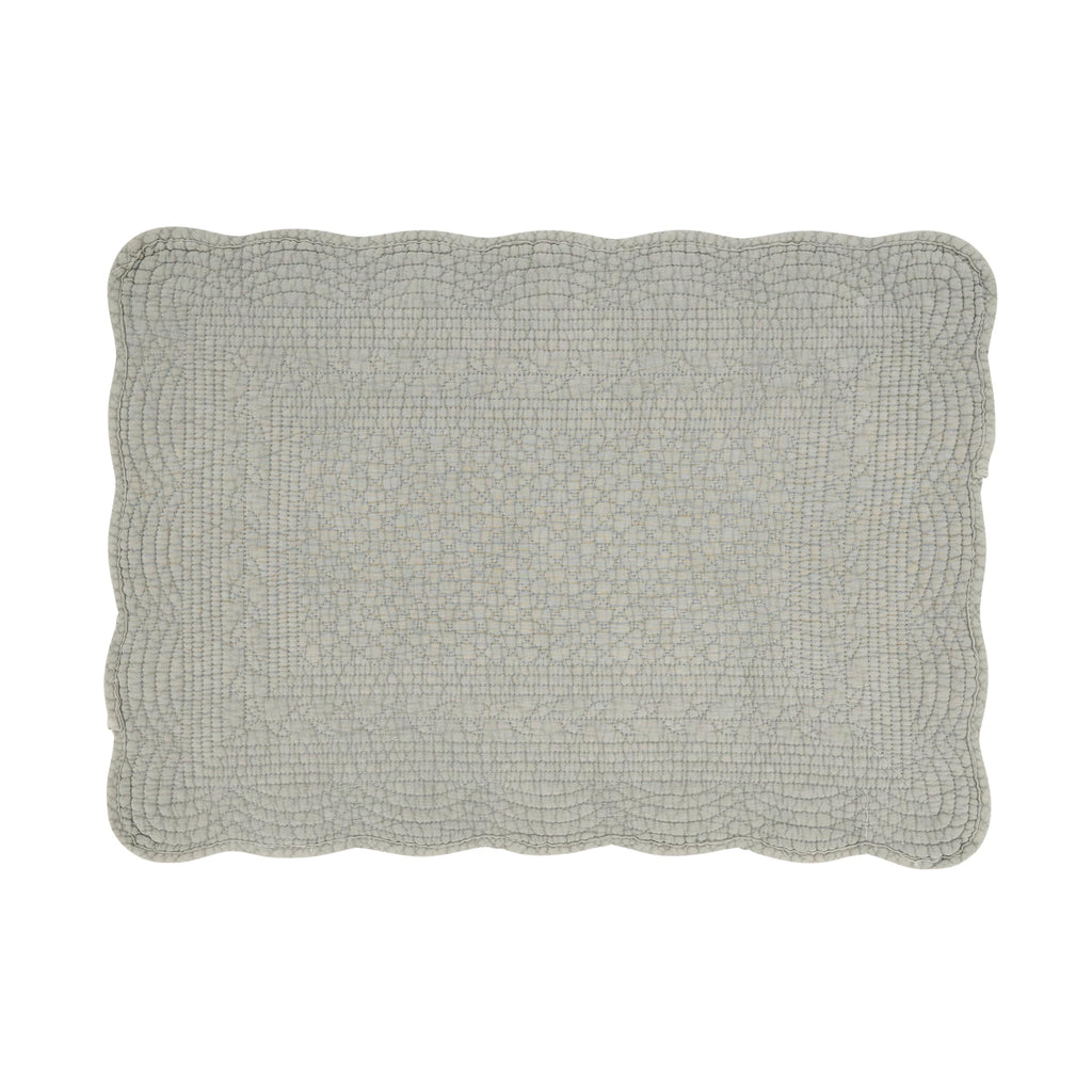 Saro Lifestyle 100% Cotton Scalloped Quilted Placemat (Set of 4), 14"x20", Blue-Grey
