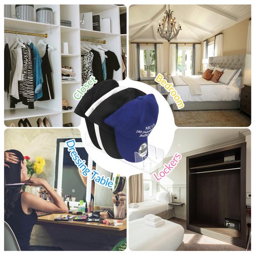 EMOMAS Acrylic Hat Organizer for Baseball Caps, 2 Pack Clear Hat Holder, Closet Hat Storage Holds 14 Caps, Hat Stand for Baseball Caps