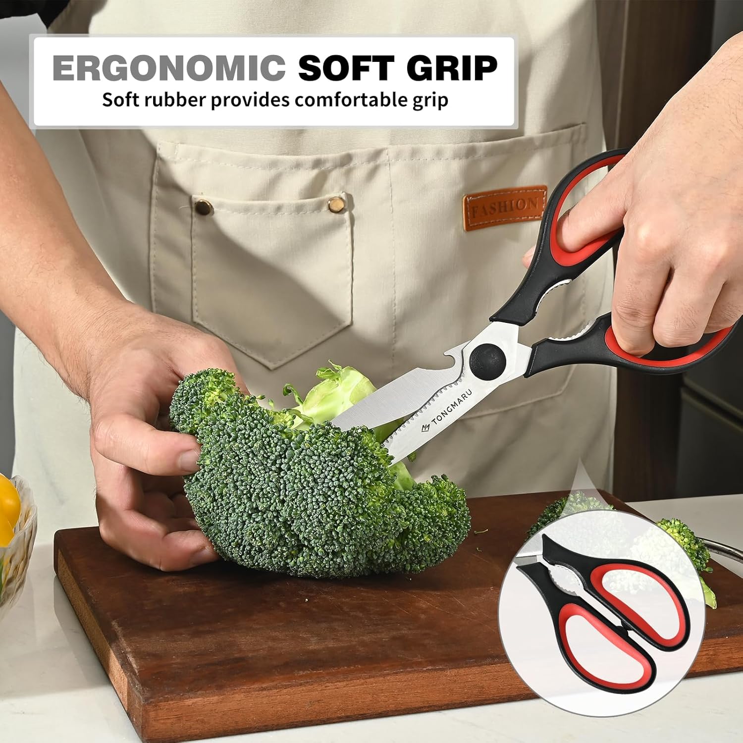 Skiennix Heavy Duty Kitchen Shears - All-Purpose Scissors with Serrated Blades & Nutcracker Function | Dishwasher Safe