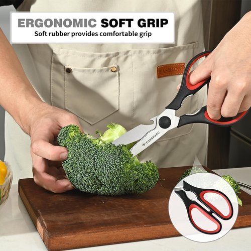 Kitchen Cooking Shears Heavy Duty Kitchen Scissor with, Detachable, All Purpose Scissors, Dishwasher Safe Scissors, Serrated Blades, Nutcracker and Bottle Opener function included (1 Pack)