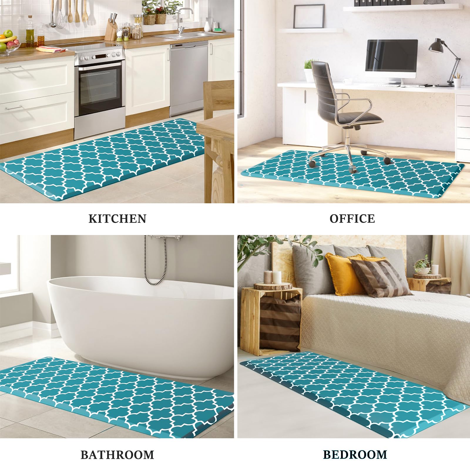 WISELIFE Anti Fatigue Floor Mat - 4/5 Inch Thick Kitchen Mat Non Slip Waterproof Heavy Duty Ergonomic Comfort Mat Durable for Home, Office, Sink, Laundry,(24" x 70", Green)