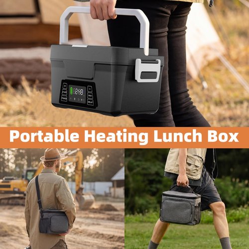 Vabaso Cordless Electric Lunch Box for Adults, 27000mAh Battery Powered Heated Lunch Box with APP, 1.2L (5.1 Cups) Automatic Scheduled Self Heating Lunchbox for Office Work Travel Outdoor, 248℉ Max
