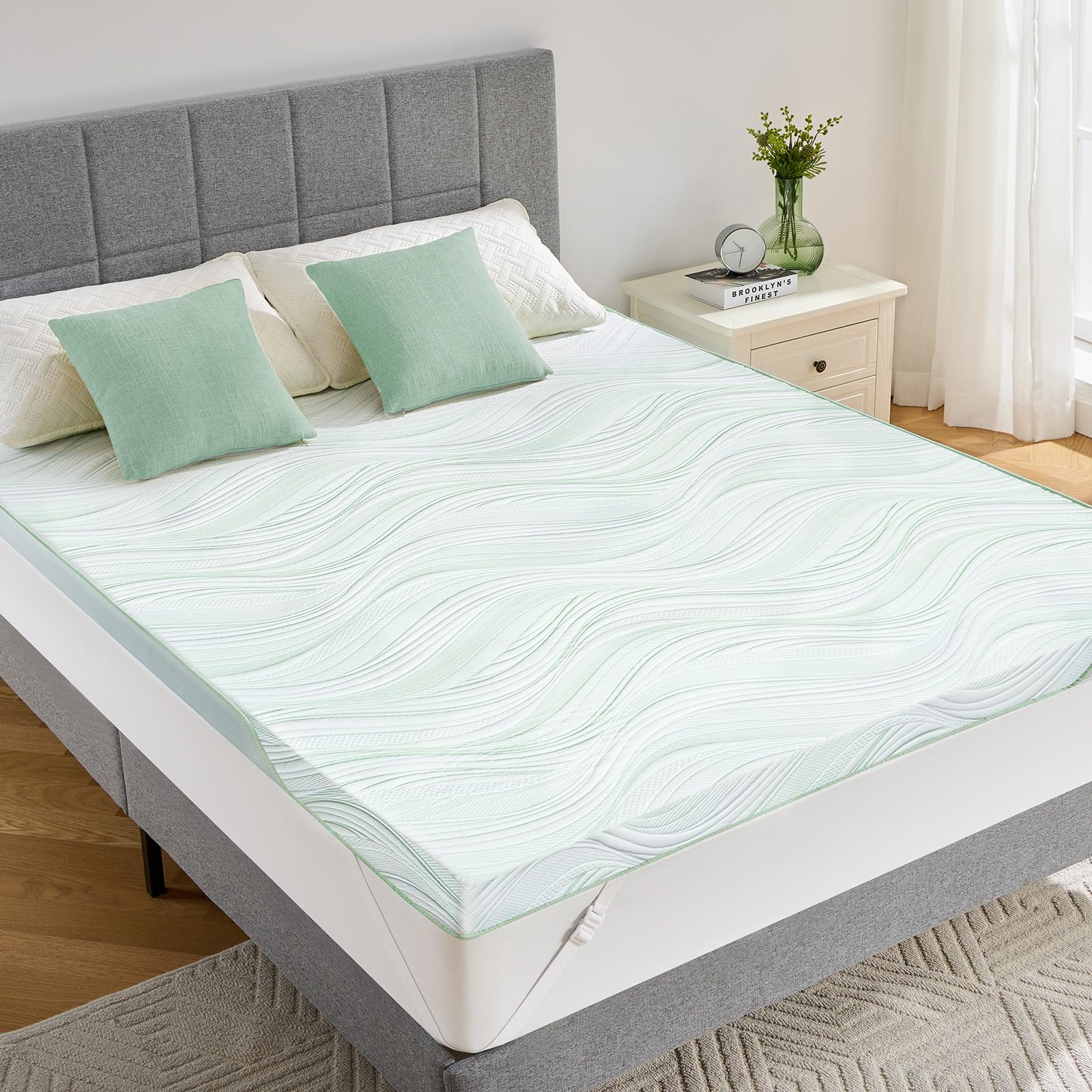 PERLECARE Firm Mattress Topper Queen- 3 Inch Bamboo Memory Foam Mattress Topper for Pressure Relief, Queen Bed Topper Suitable for Side Sleepers and Back Sleepers, Removable & Washable