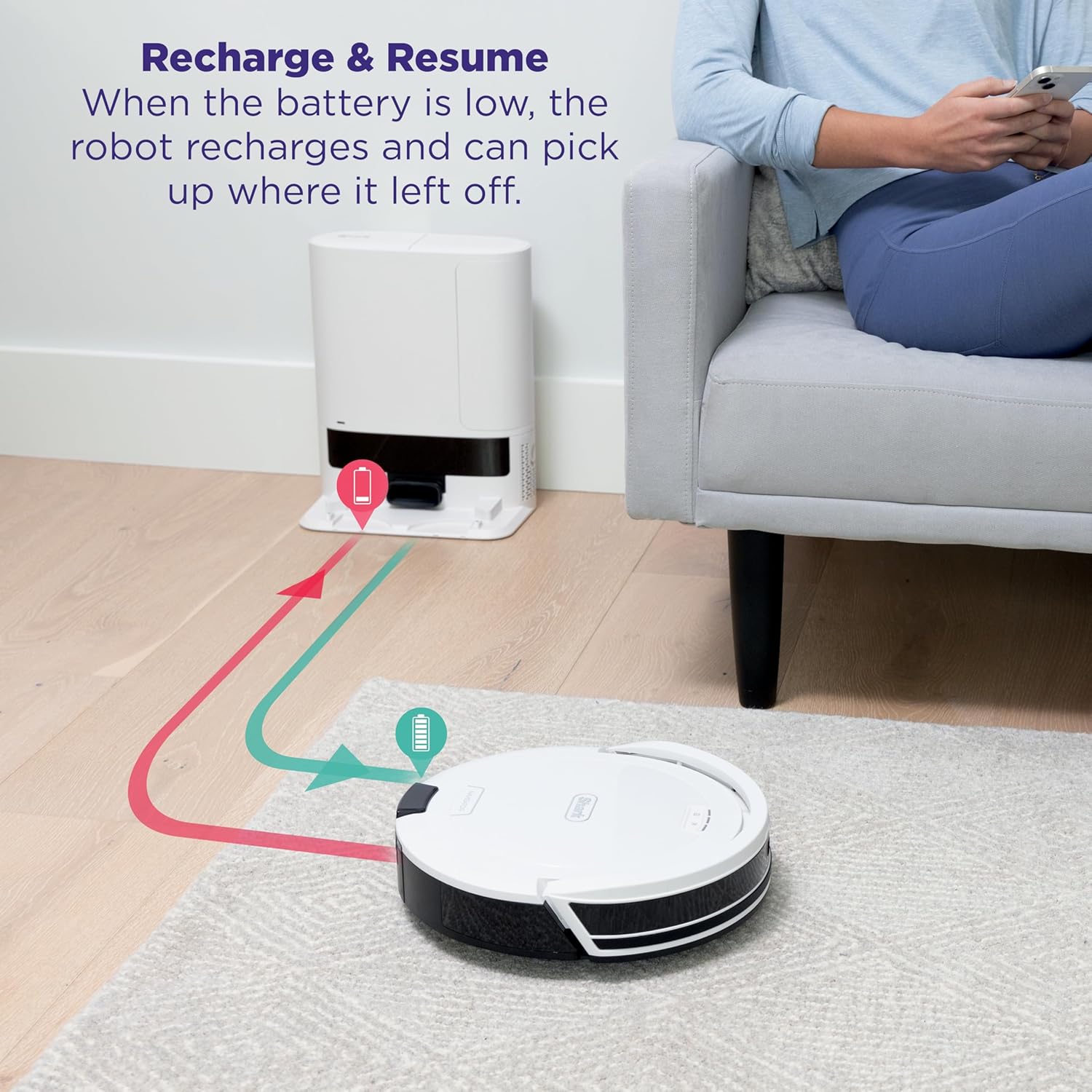 Shark Navigator Robot Vacuum - Powerful Suction & Smart Navigation | Self-Empty Base, White, AV2110S