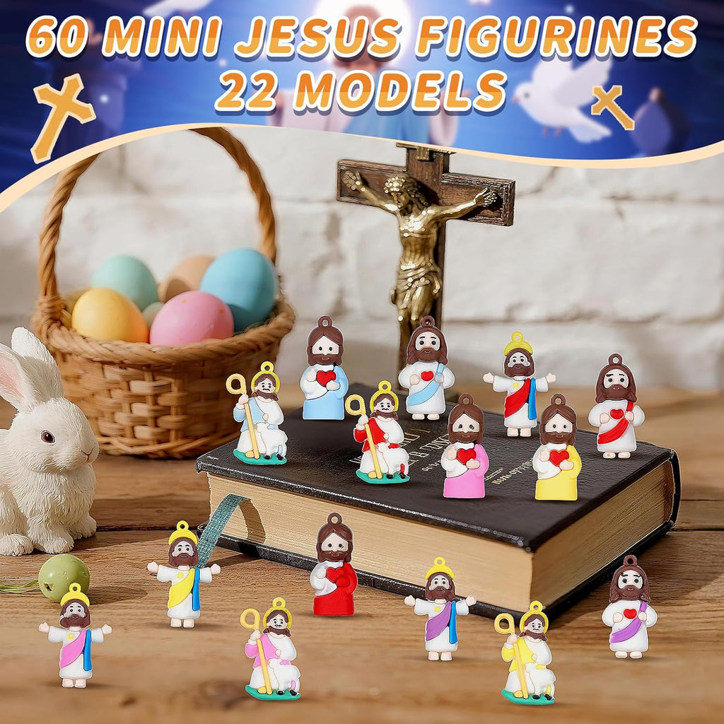 Mini Jesus Figures by [Brand Name] - 60PCS Easter Basket Stuffers | Pocket-Sized Figurines for Hide and Seek