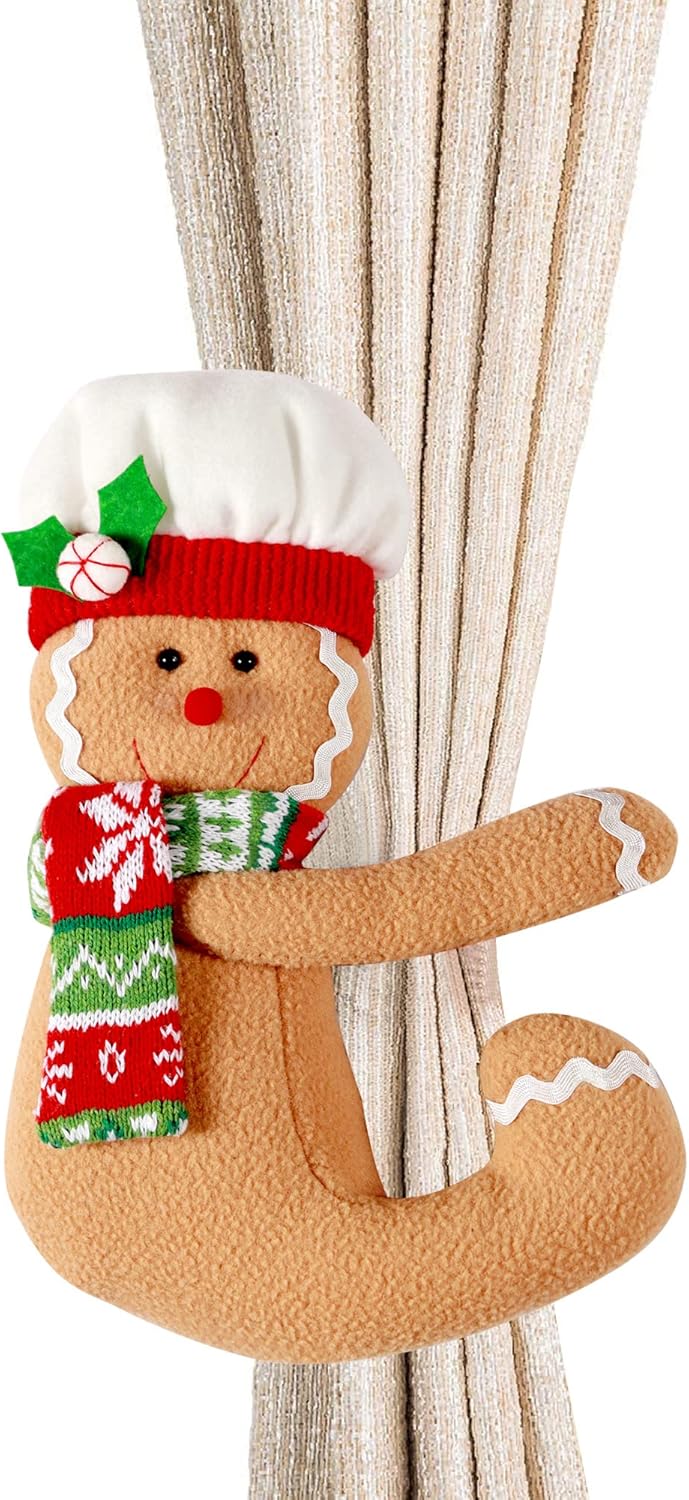 Skiennix Gingerbread Man Christmas Tree Topper - Unique Plush Stuffed Decor in Red & Green