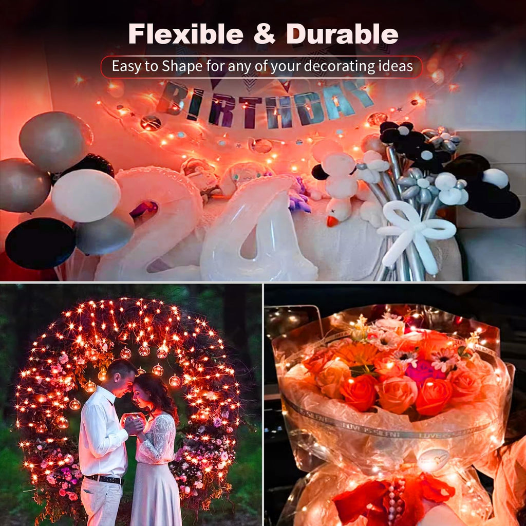 Skiennix 20 Pack LED Fairy Lights - Waterproof Mini Twinkle String Lights for Weddings & Parties - Red, 7FT