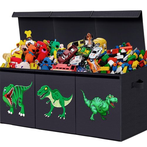 Extra Large Toy Box, Collapsible Sturdy Toy Storage Organizer with Lids, Dinosaur Toy Boxes for Boys Girls, 40.6"x 14"x16.5" Kids Toy Chest Bin Box Baskets for Living Room, Playroom, Bedroom, Nursery