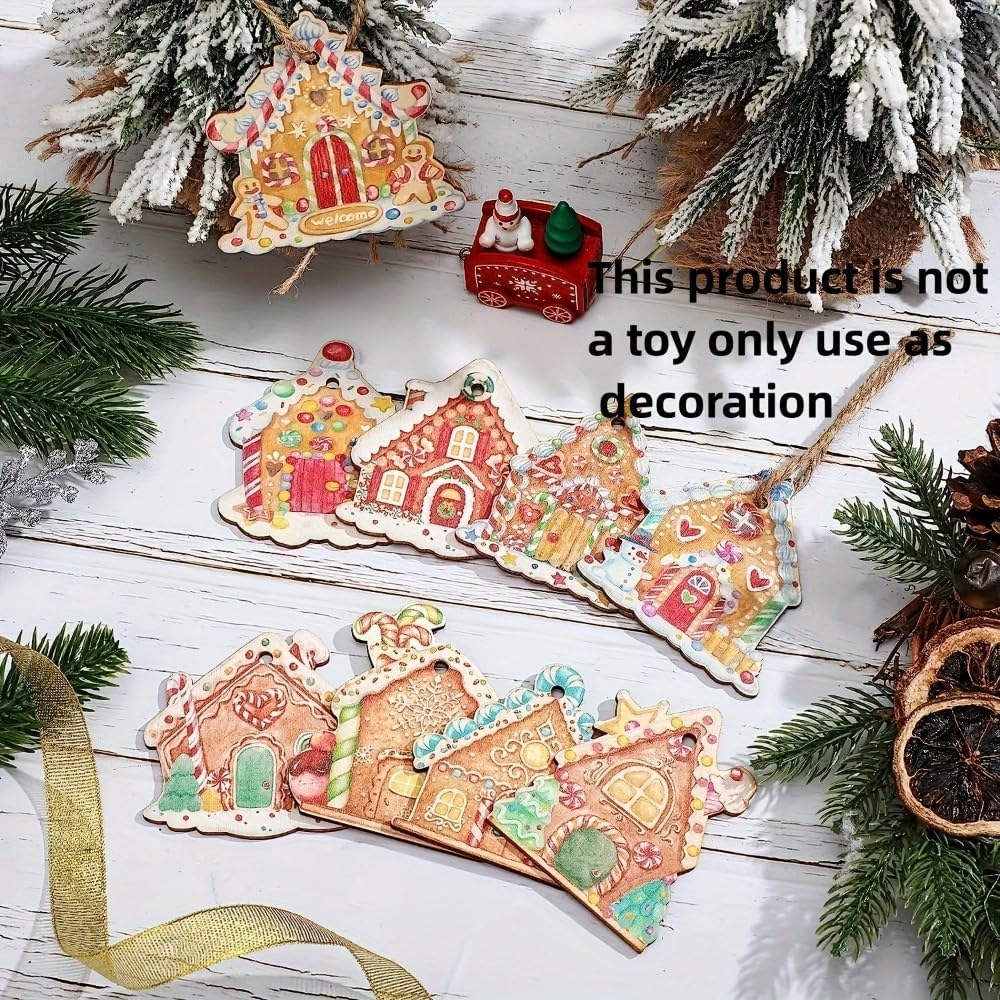Skiennix Gingerbread House Ornaments - Rustic Christmas Tree Decor | 6-Piece Holiday Set