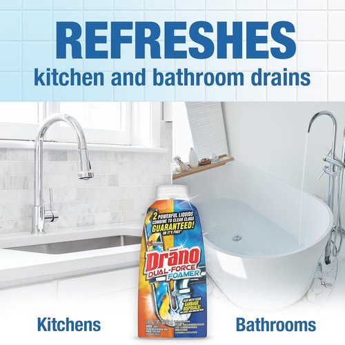 Drano Dual-Force Foamer Drain Clog Remover - Unclogs Shower & Sink Drains, 17 Fl Oz