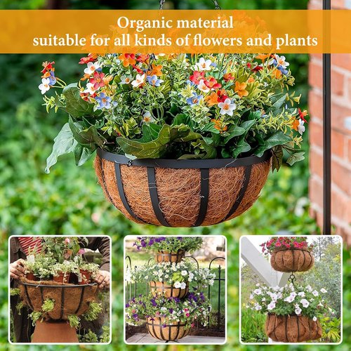 Legigo 8-Inch Coco Fiber Hanging Basket Liners - 100% Natural Round Replacement for Flowers & Vegetables