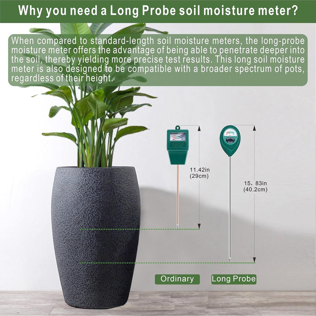 XLUX Soil Moisture Meter - Long Probe Water Monitor for Indoor/Outdoor Plants | 2 Pack