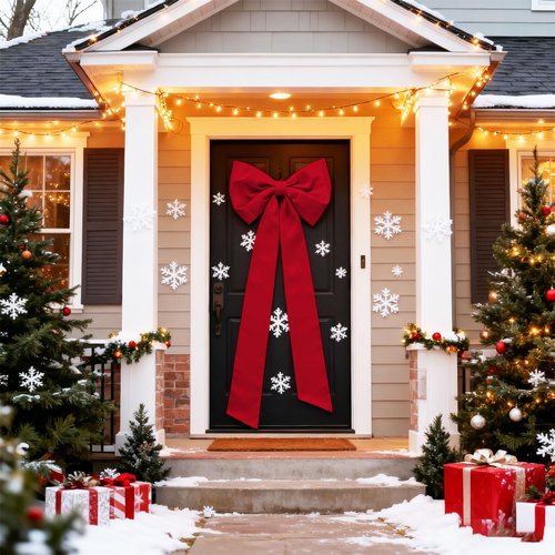 16 x 42 Inches Extra Large Christmas Satin Bows Christmas Tree Topper Decorations Xmas Tree Toppers Bows，Bows for Home Wreath Wall Backdrop Birthday Wedding Party Decorations(Red)