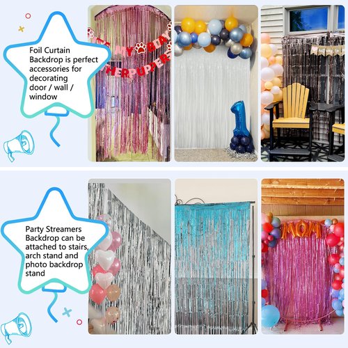 Brown Backdrop Tinsel Foil Curtain Football Party Decorations Streamers 2 Pack 3.3x8.2 ft for Birthday Superball Party Supplies Game Day Decorations Graduation Wedding Baby Shower Bridal Easter