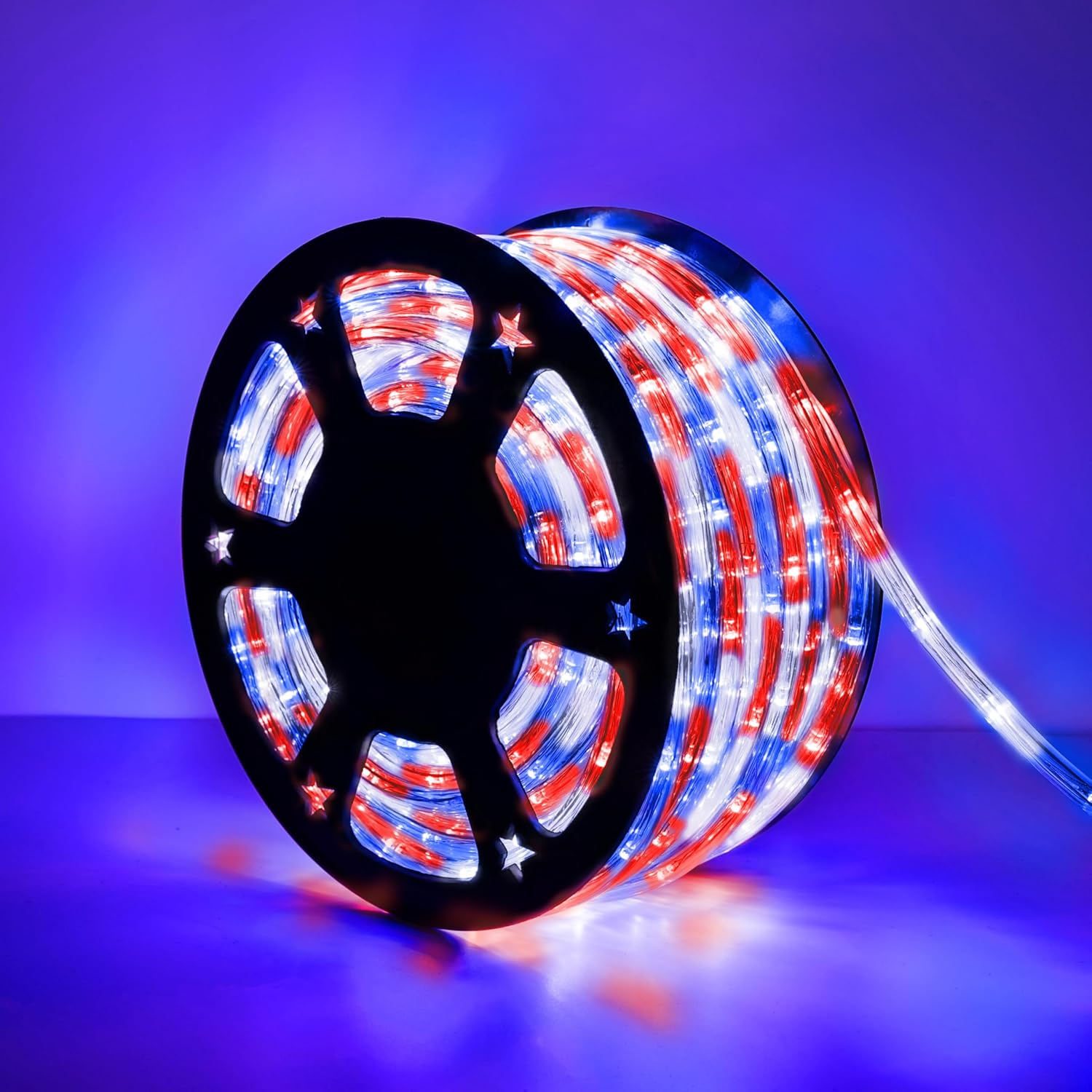 Skiennix 100ft LED Rope Lights - Waterproof, Connectable & Flexible Tube Lighting | 8 Modes, Red, White & Blue