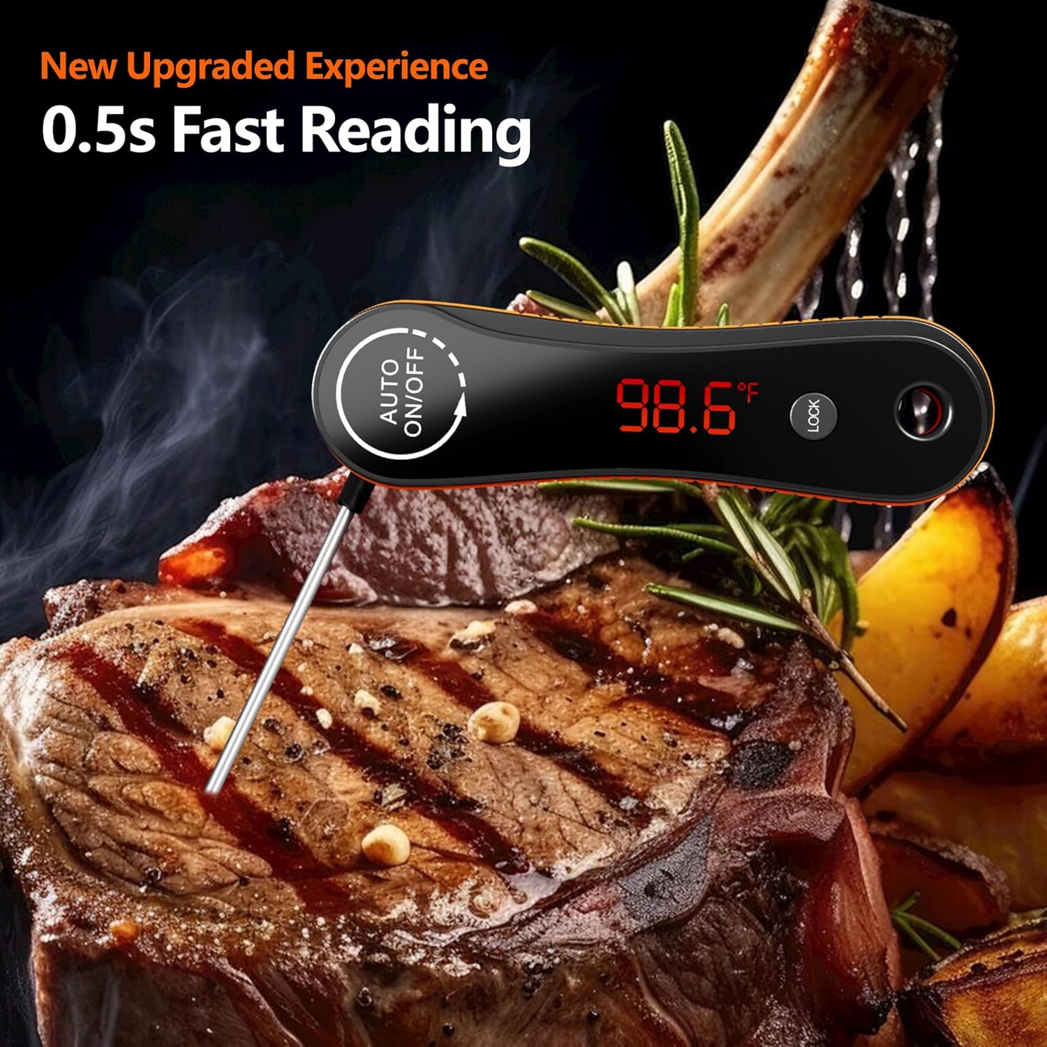 Paysean Digital Meat Thermometer - Instant Read in 0.5 Seconds | Perfect for Grilling, BBQ, and Candy