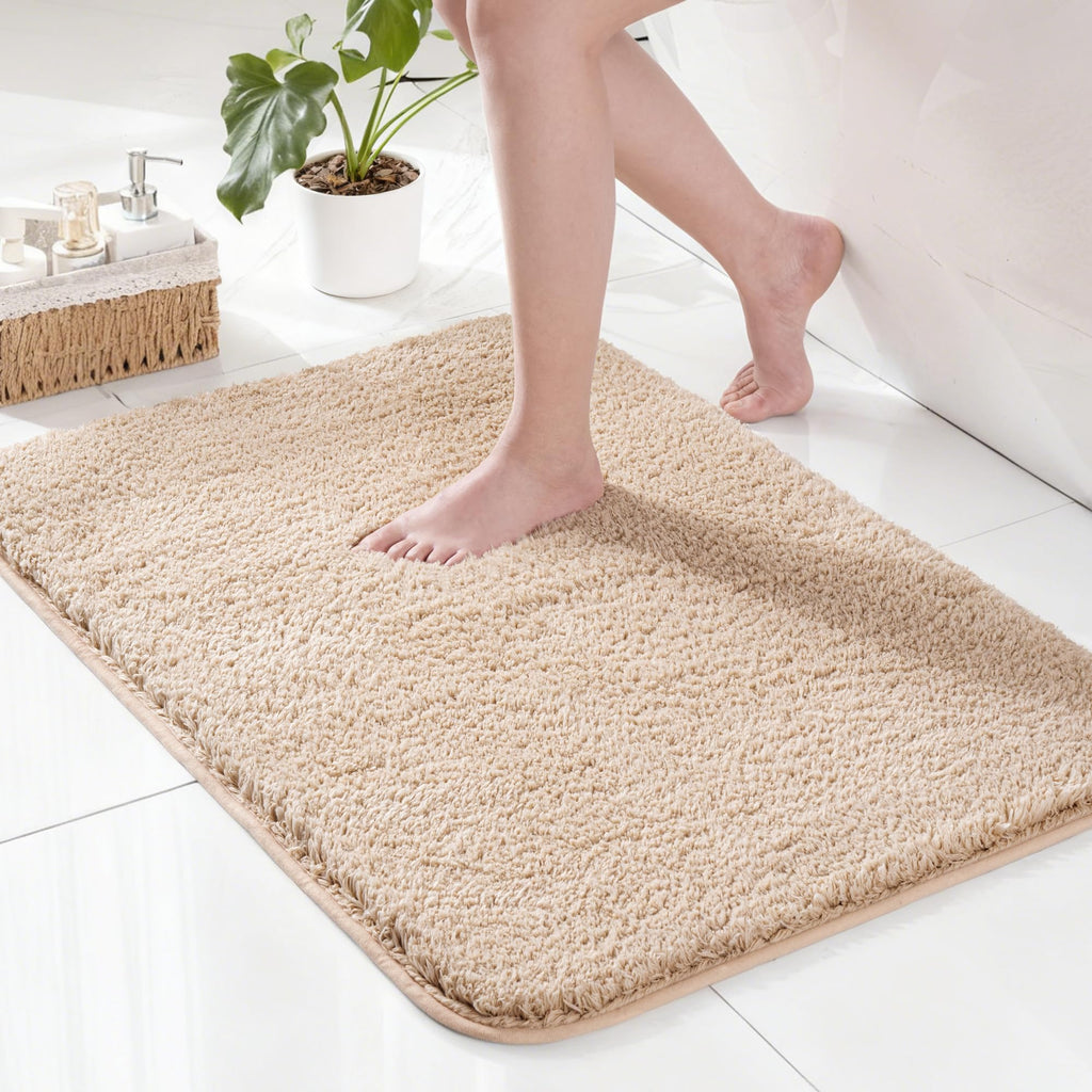 Exclusivo Mezcla Bathroom Rugs Mat 17x24, Extra Soft Non Slip Absorbent Microfiber Bath Rugs, Machine Washable Quick Dry Bath Mats for Bathroom Floor, Shower, Home Decor, Solid Camel