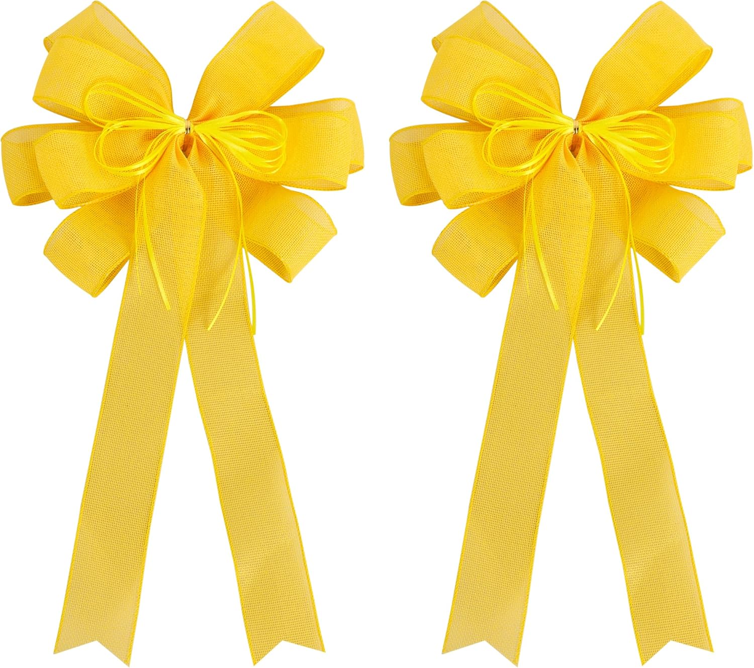 Yellow Christmas Tree Bows by [Brand Name] - Large 12x20 Inch Burlap Wreath Bow with Glitter String for Holiday Decor