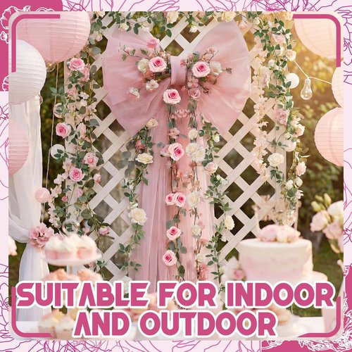 BreezeHug Giant Wedding Bow Decor - Elegant Pink Bow with Long Ribbons for Bridal Shower & Party | 32 x 20 x 67 Inches