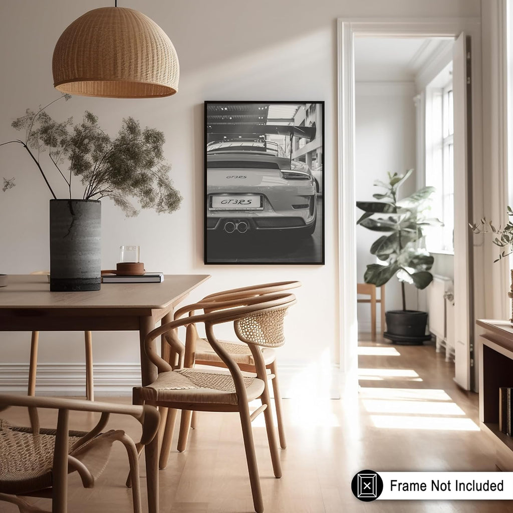 Poster Master Luxury Car Print - Black and White Automobile Photography - Perfect Garage or Bedroom Decor - 8x10 Unframed