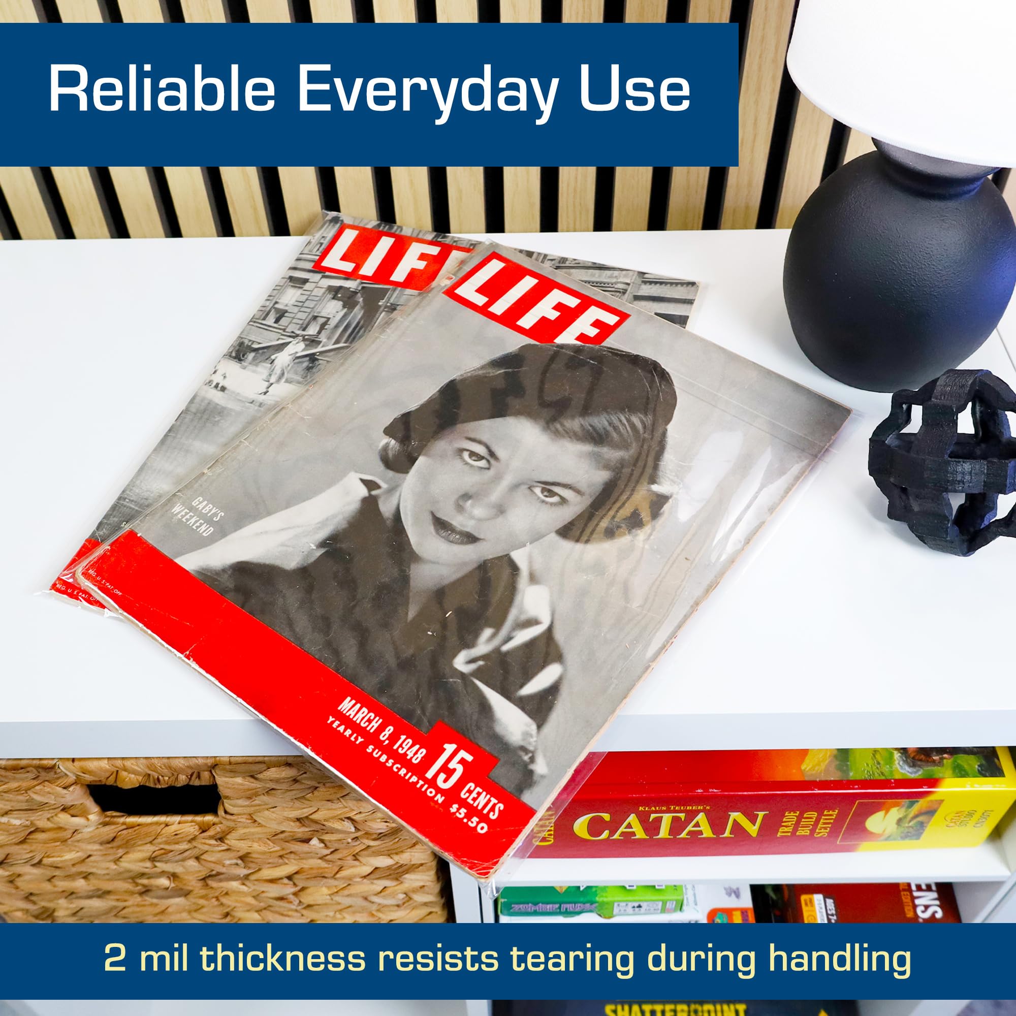 BCW Resealable Life Magazine Bags - 100 Pack | Crystal Clear Polypropylene | Archival Quality |Store Collectible Life Magazines | Exterior 11 1/8 x 14 1/4
