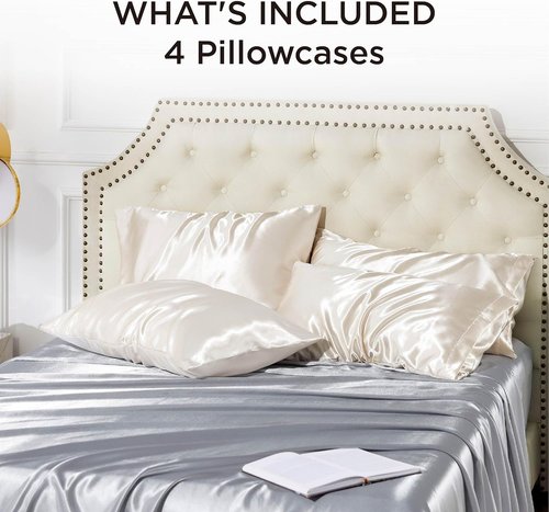 Bedsure Satin Pillowcase - Silky Queen Pillowcases for Hair & Skin | 4-Pack Beige 20x30 Inches