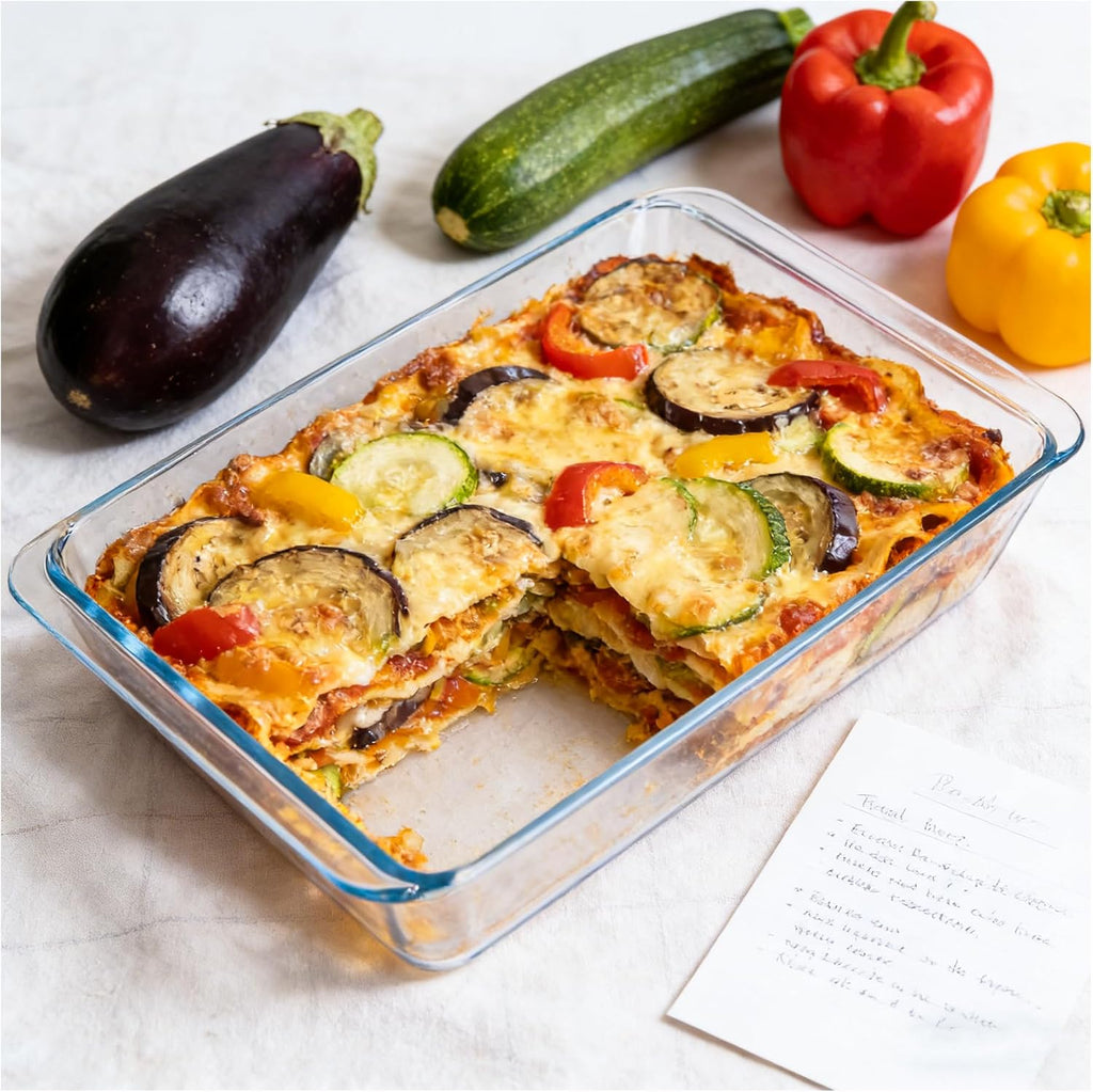 Skiennix 5.7qt Extra Large Glass Baking Dish - 9x13 Rectangular Tempered Oven & Microwave Safe