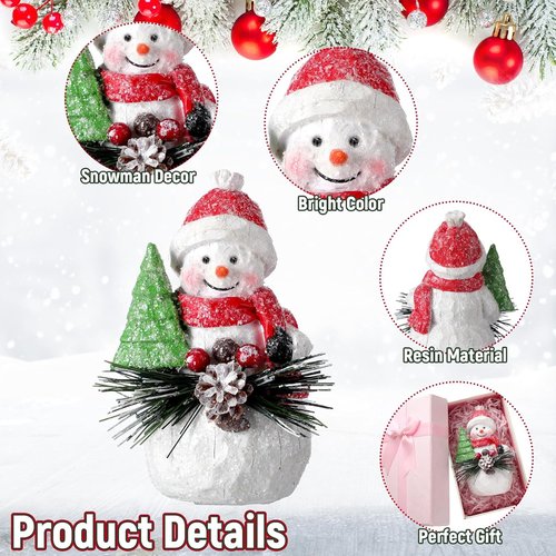 FairySandy Snowman Figurines - Handmade Christmas Decorations | Cute Winter Indoor Decor (2 Pcs)