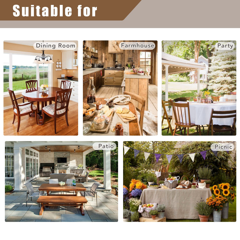 Fitable Nature Faux Linen Tablecloths Rectangle 60 x 84 Inch - 6 Pack Neutral Table Clothes for 4 Foot Tables, Wrinkle-Proof Faux Burlap Table Covers for Dining, Farmhouse, Outdoor Picnic, Camping