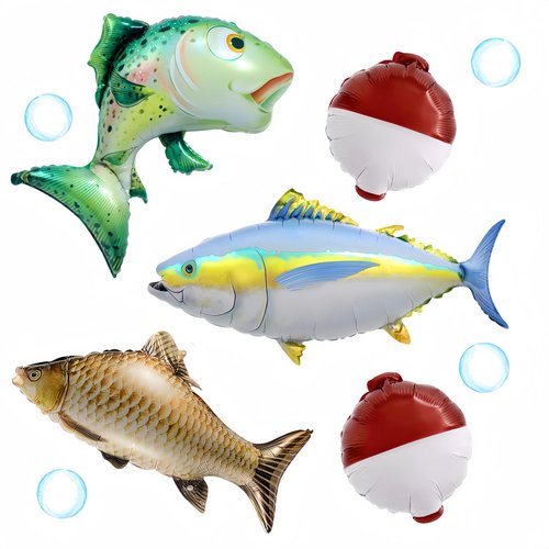 5Pcs Fish Bobber Balloons Decor for O-fishally One Fishing Birthday, Gone Fishing Party, Father's Day,Fish Fest Party Supplies, Little Fisherman Theme, Fishing Tournament Party Decor