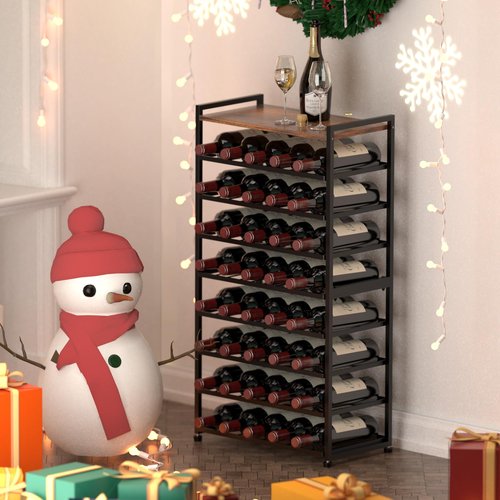 Alytree 40 Bottle Wine Rack Freestanding Floor, 8-Tier Wine Storage Racks with Table Top, Detachable Wine Bottle Holder, Bar Stand Display Shelf for Kitchen, Bar, 18" L x 9.3" W x 33" H