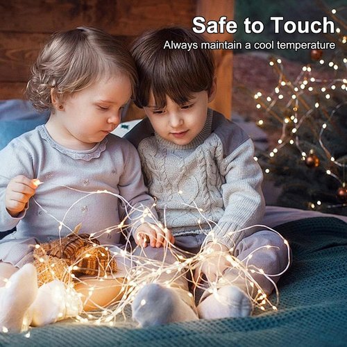 Fairy Lights Battery Operated String Lights - 50 LED Waterproof 16.4ft Silver Wire | Warm White, 2 Pack for Christmas & Party Decor