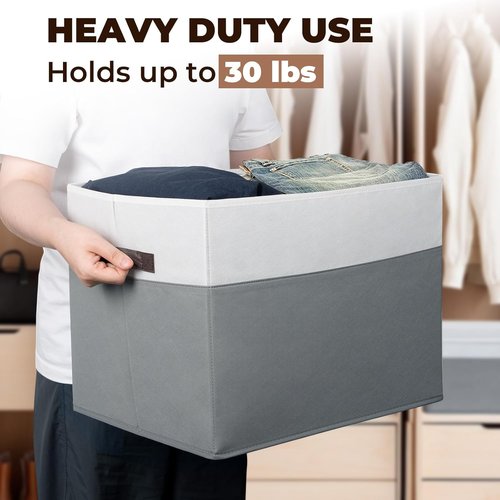 Criusia Extra Large Storage Bins - 4 Pack 16x12in Closet Organizers for Clothes, Toys & Blankets | Fabric Storage Cubes