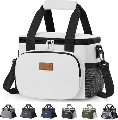 Lifewit Insulated Lunch Bag - Soft Cooler Tote for Adults | 12-Can Capacity in Silver Gray (9L)