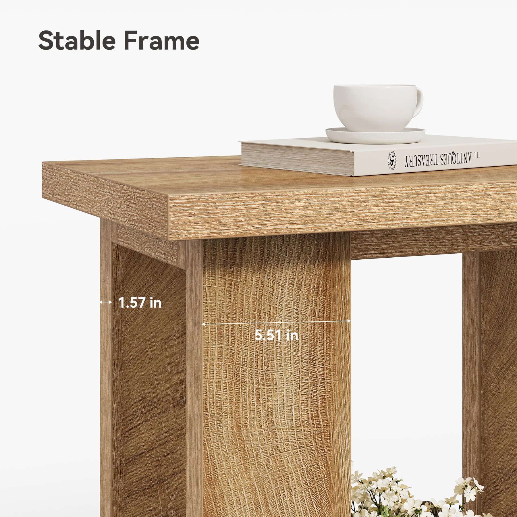 LITTLE TREE 2-Tier Side Table, Farmhouse End Table with Storage Shelves, Small Nightstand Wooden Beside Table Bed Side Table for Small Spaces, Living Room, Bedroom, Light Brown