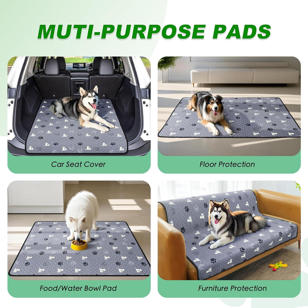 WanpeeGoo Washable Dog Pee Pads - Absorbent Reusable Training Pads, Non-Slip Design, Grey 18"x24" - 4 Pack