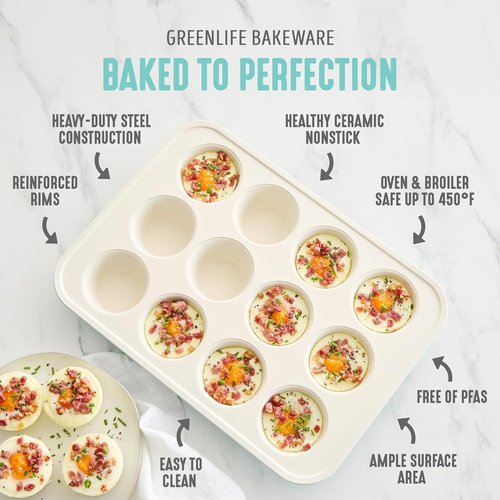 GreenLife 6-Piece Nonstick Bakeware Set - PFAS-Free Ceramic Oven Pans, Easy Release, Turquoise