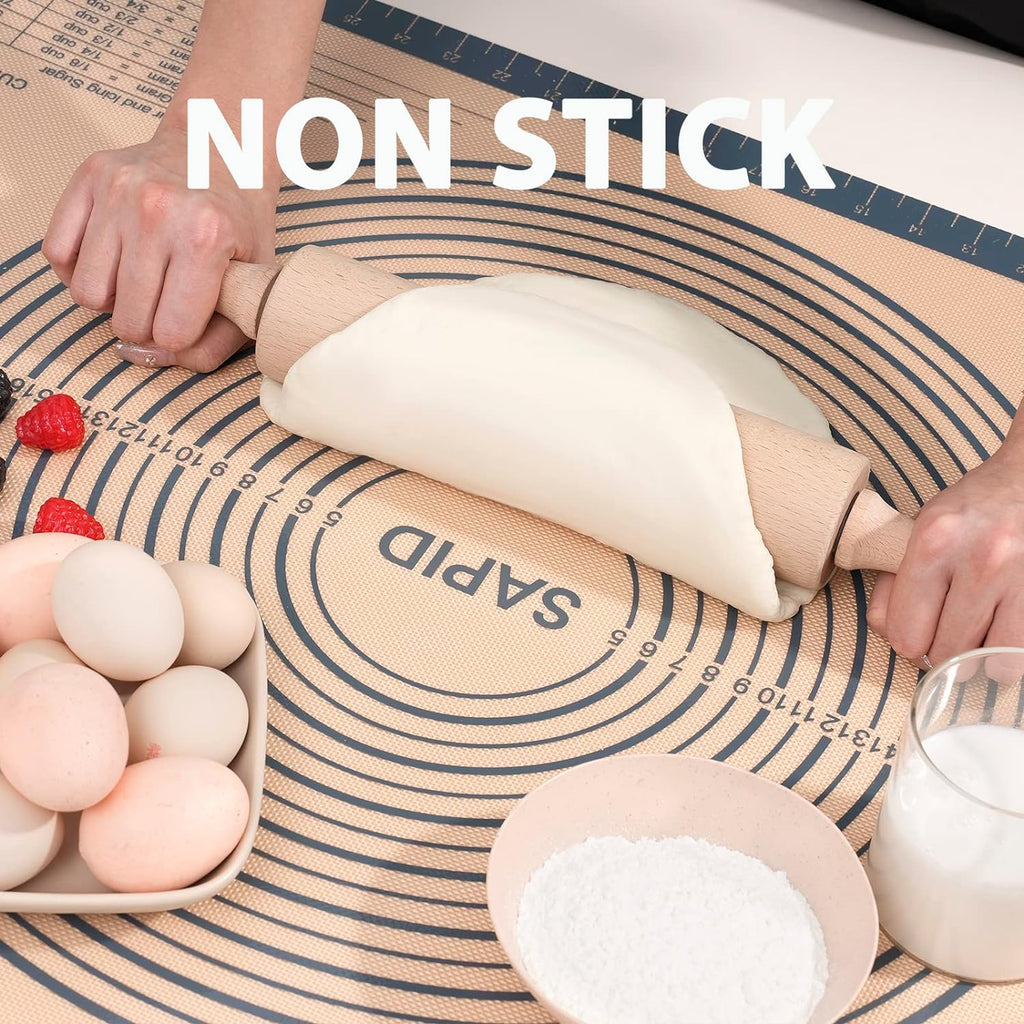 Sapid Extra Thick Silicone Pastry Mat - Non-Slip Baking Surface with Measurements | Extra Large 20" x 28" Gray