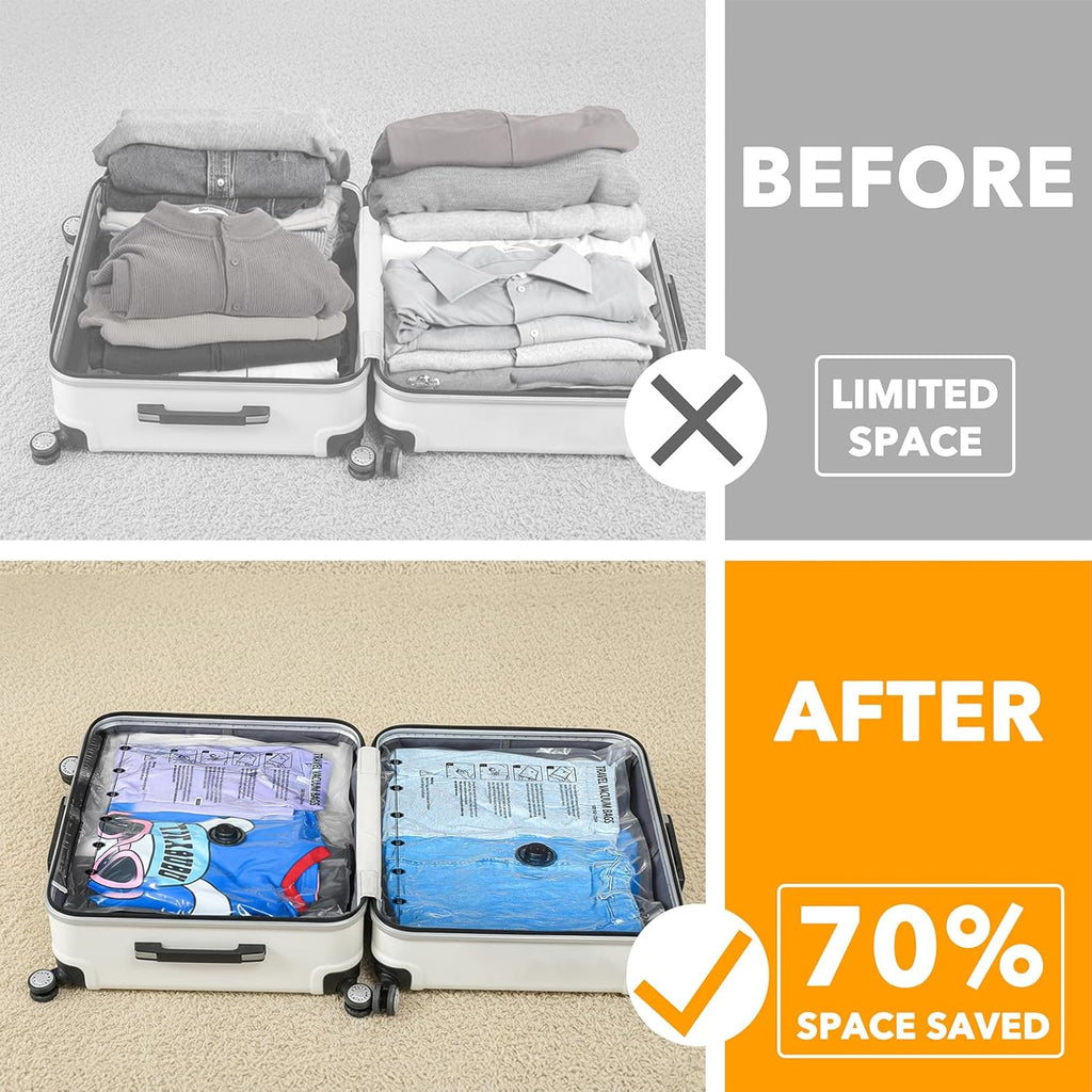 SpaceAid Vacuum Seal Bags - 24 Pack Travel Compression Bags with Electric Pump for Luggage & Clothing