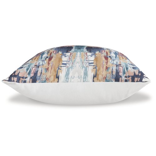 Signature Design by Ashley Kennick Casual Machine Washable Abstract Accent Pillow with Zipper Closure, Blue & Light Brown