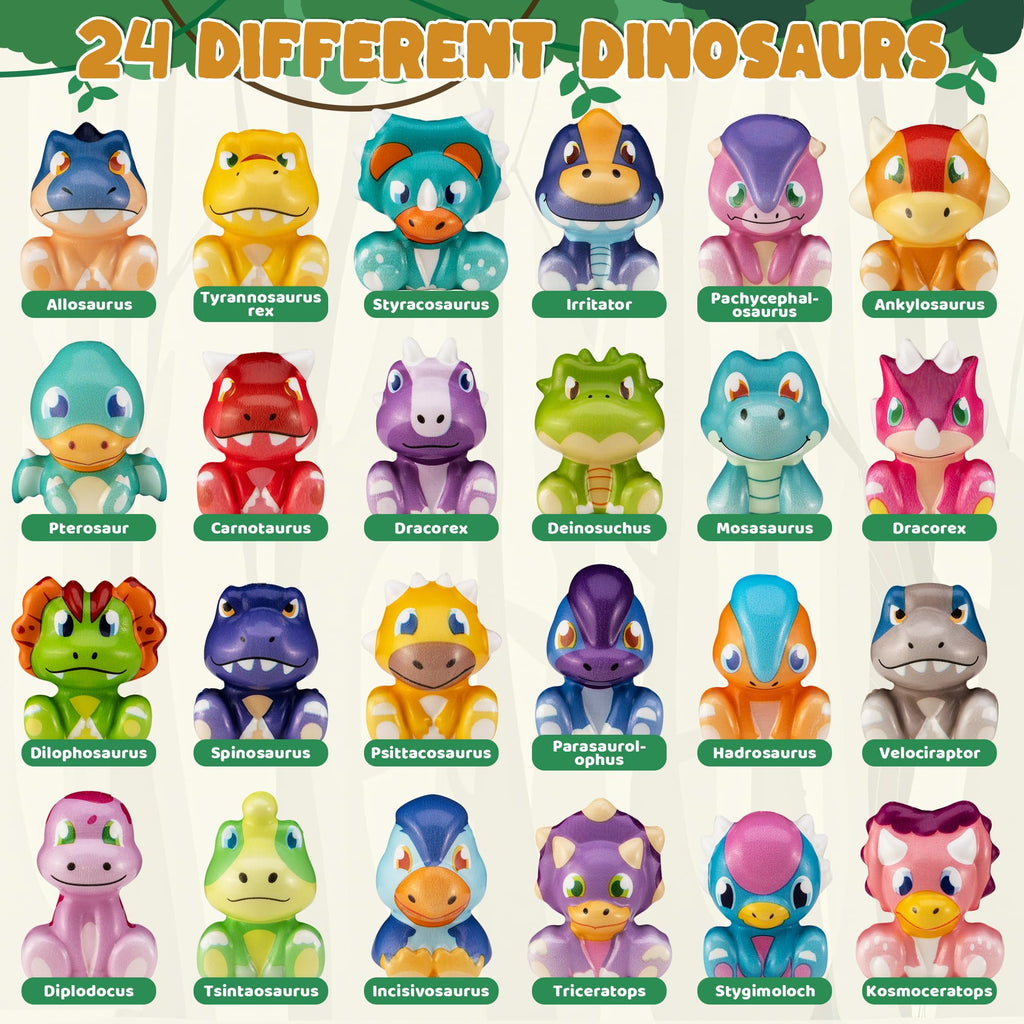 DMIGHT Party Favors for Kids 24PCS Dinosaur Squishy Toys,Goodie Bag Stuffers, Pinata Stuffers,Birthday Gifts for Boys & Girls,Treasure Chest Prizes,Classroom Prizes for Kids (Dinosaur) (Dinosaur)