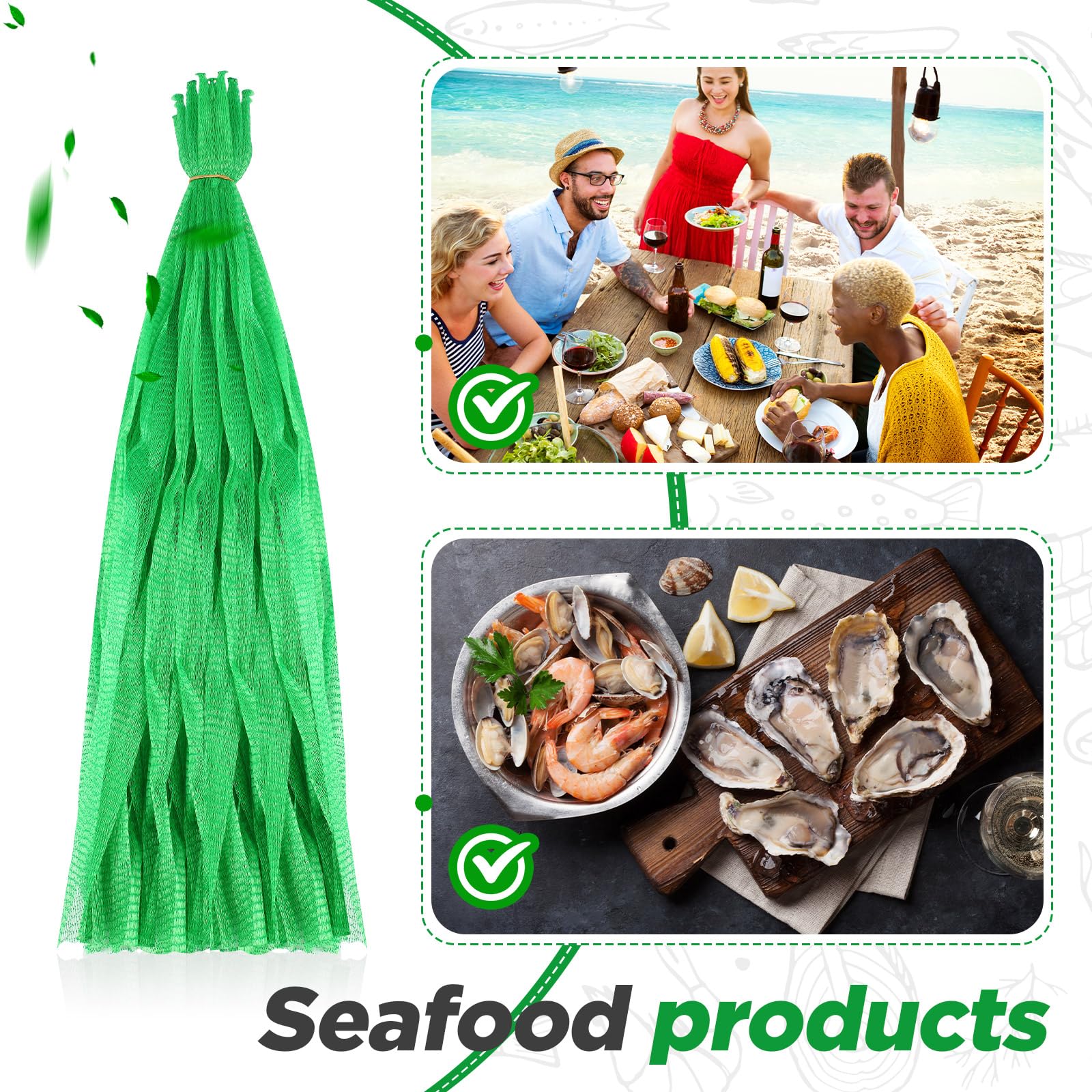 Windyun 1000 Pcs 20 Inch Mesh Bags for Vegetables Mesh Produce Bags Reusable Nylon Netting Bulk, Fits Storage Egg Vegetable Seafood Fruits Grocery (Green)