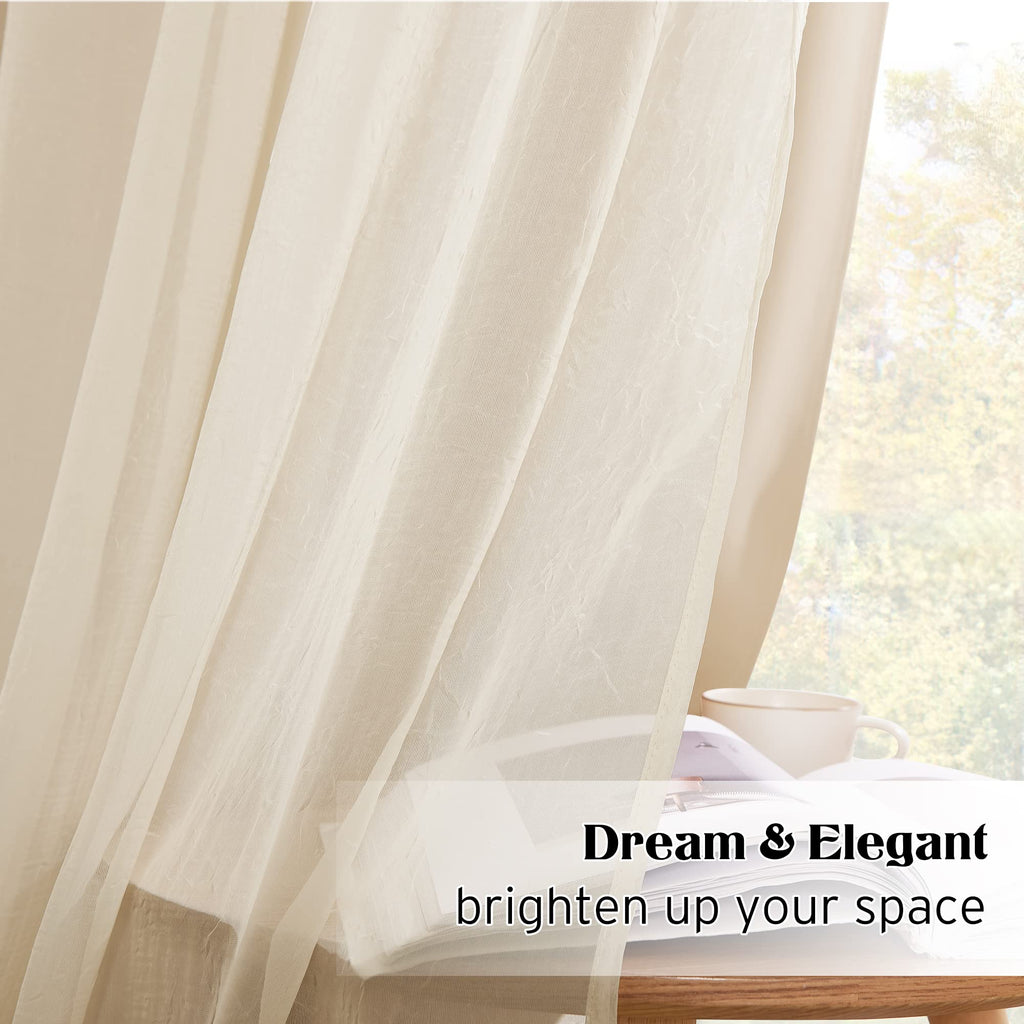 NICETOWN Bedroom Nursery Biscotti Beige Curtains Double-Layered Sheer & Blackout Panels with Free Tie-Backs, Home Decor Window Drapes for Kids (2 Panels, 52 inches Wide x 72 inches Long)