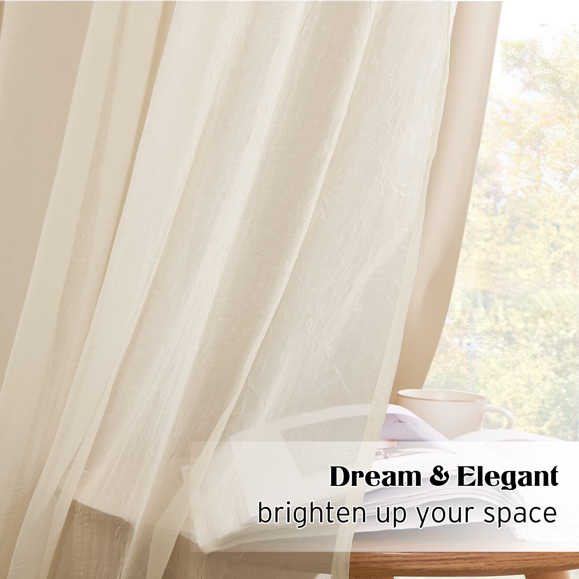 NICETOWN Bedroom Nursery Biscotti Beige Curtains Double-Layered Sheer & Blackout Panels with Free Tie-Backs, Home Decor Window Drapes for Kids (2 Panels, 52 inches Wide x 72 inches Long)